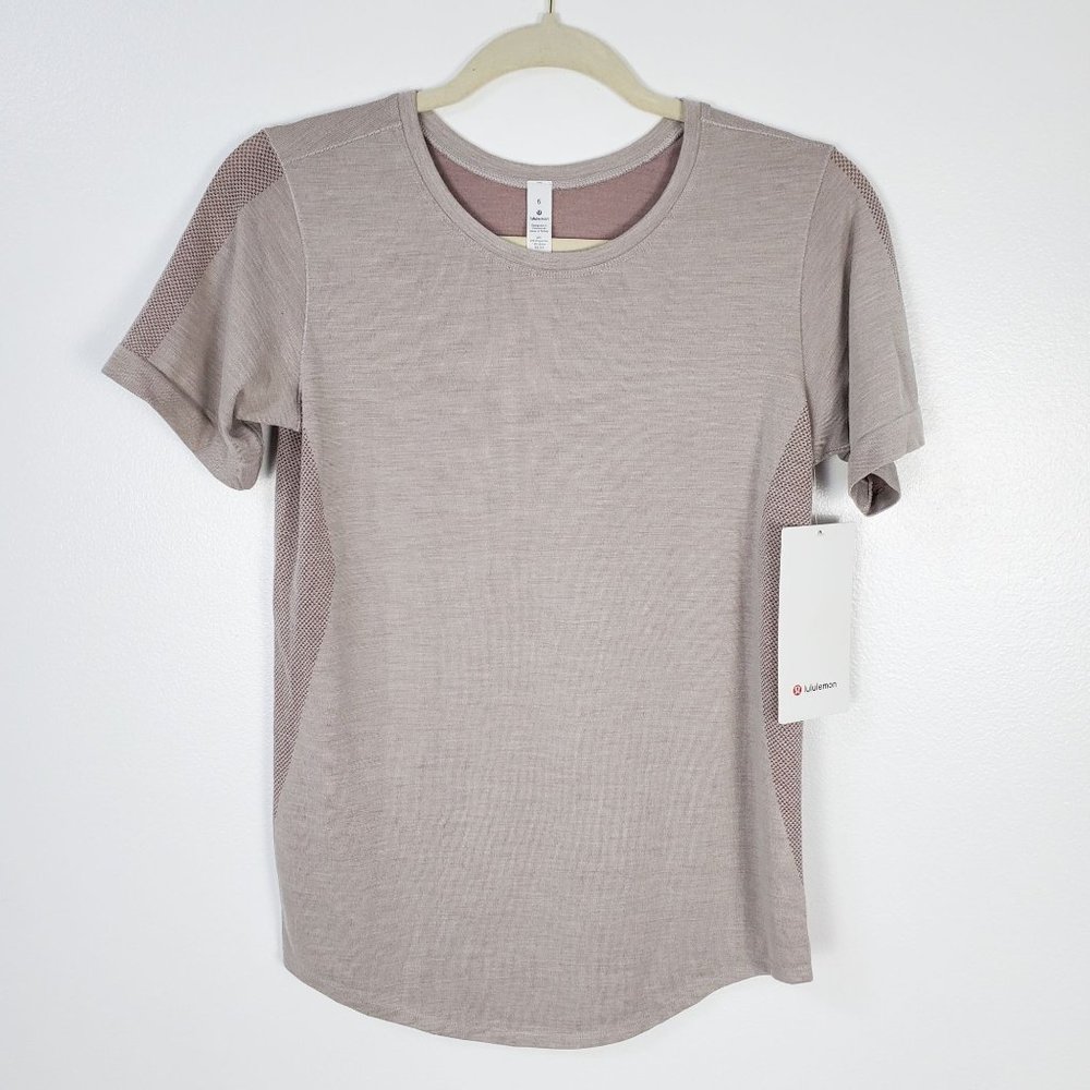 Lululemon Aerial Silk Sz 6 Relaxed Spanish Oak Short Sleeve Crew Neck Tee